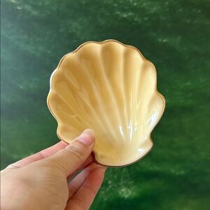 Vintage Yellow Ceramic Seashell Dish